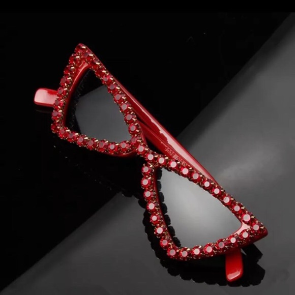 Red Retro Rhinestone Frames - Picture 2 of 3